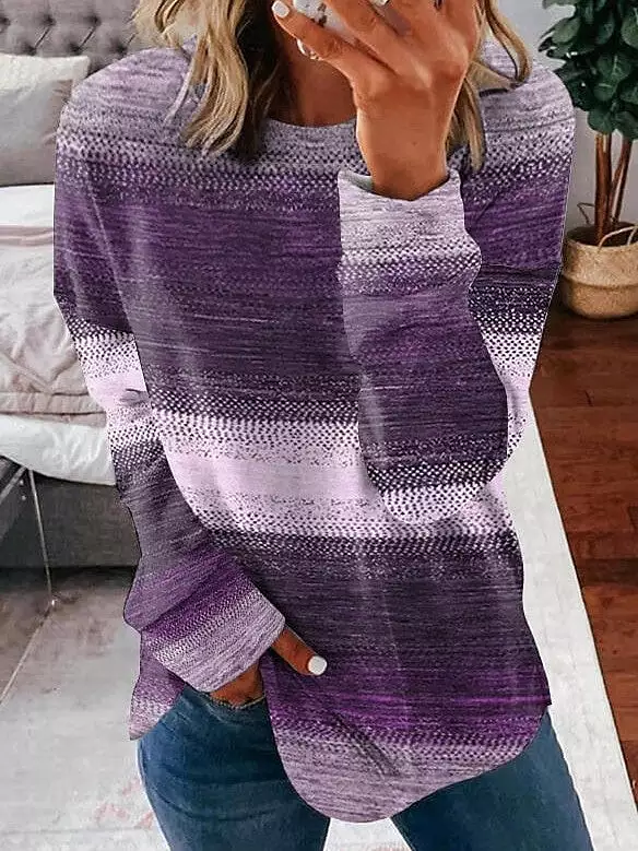 3D Printed Color Block Women's Sweatshirt Pullover