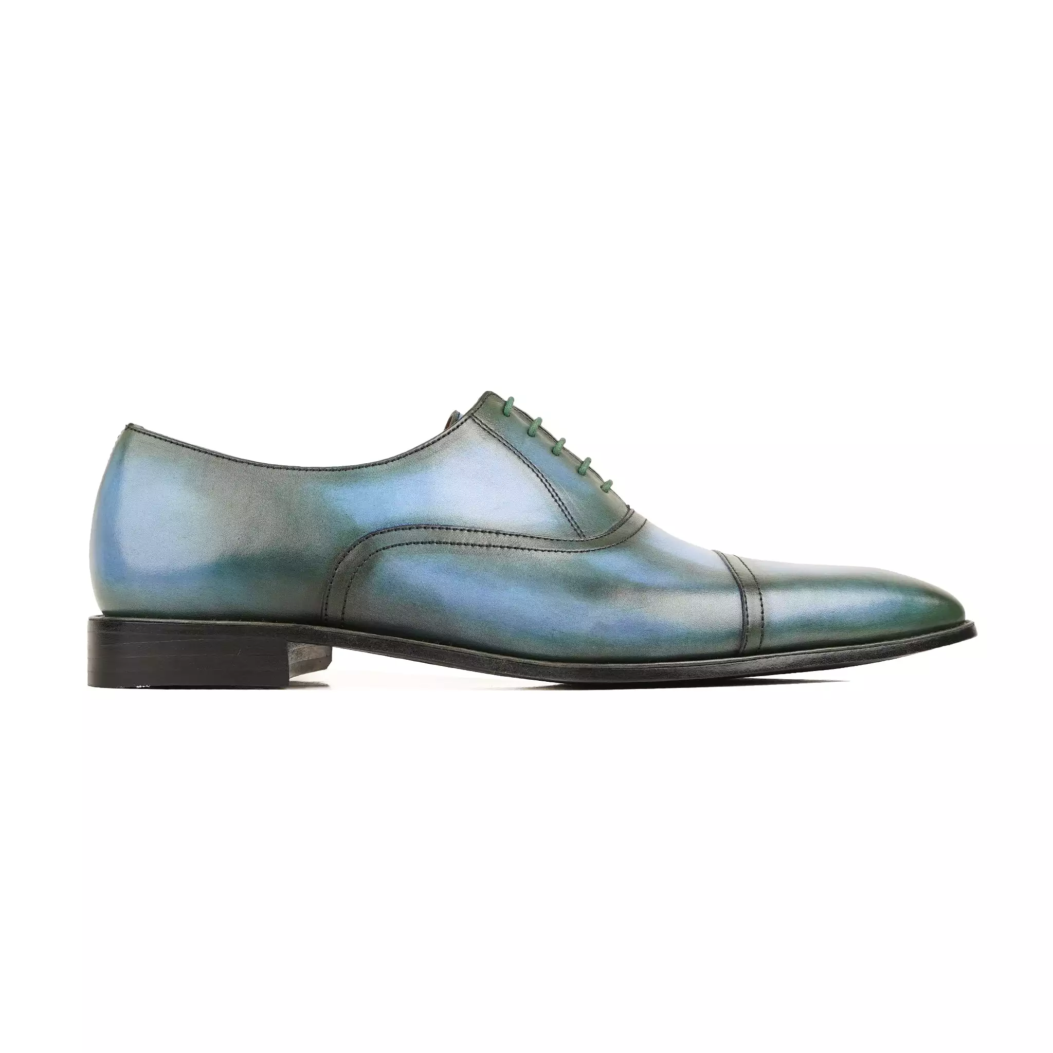 Aalen - Sky Blue and Burnished Green Patina Calf Leather Oxford