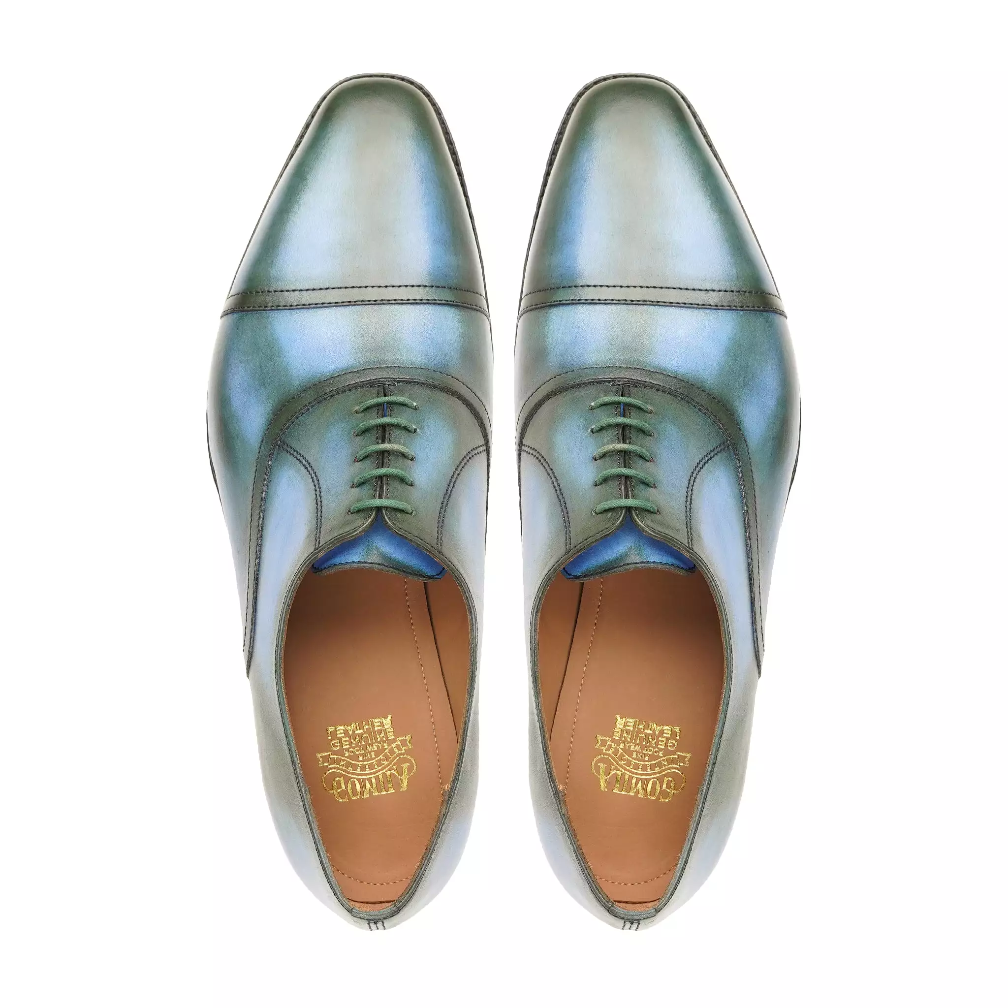 Aalen - Sky Blue and Burnished Green Patina Calf Leather Oxford