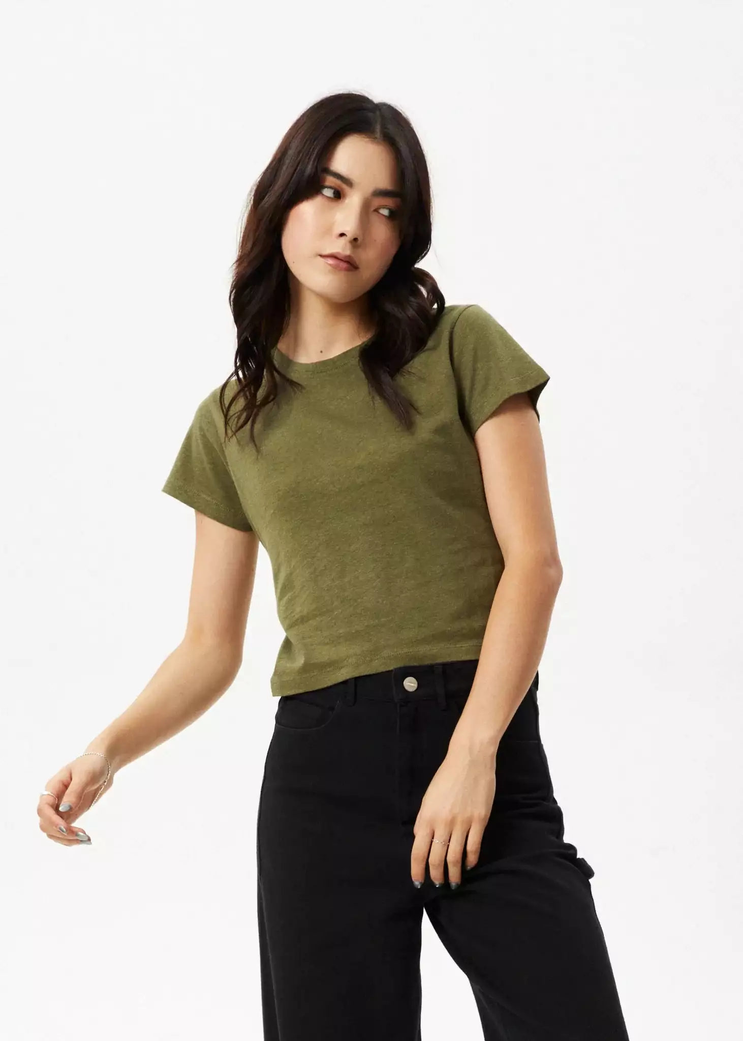 Afends Hemp Baby Tee Carmen Military