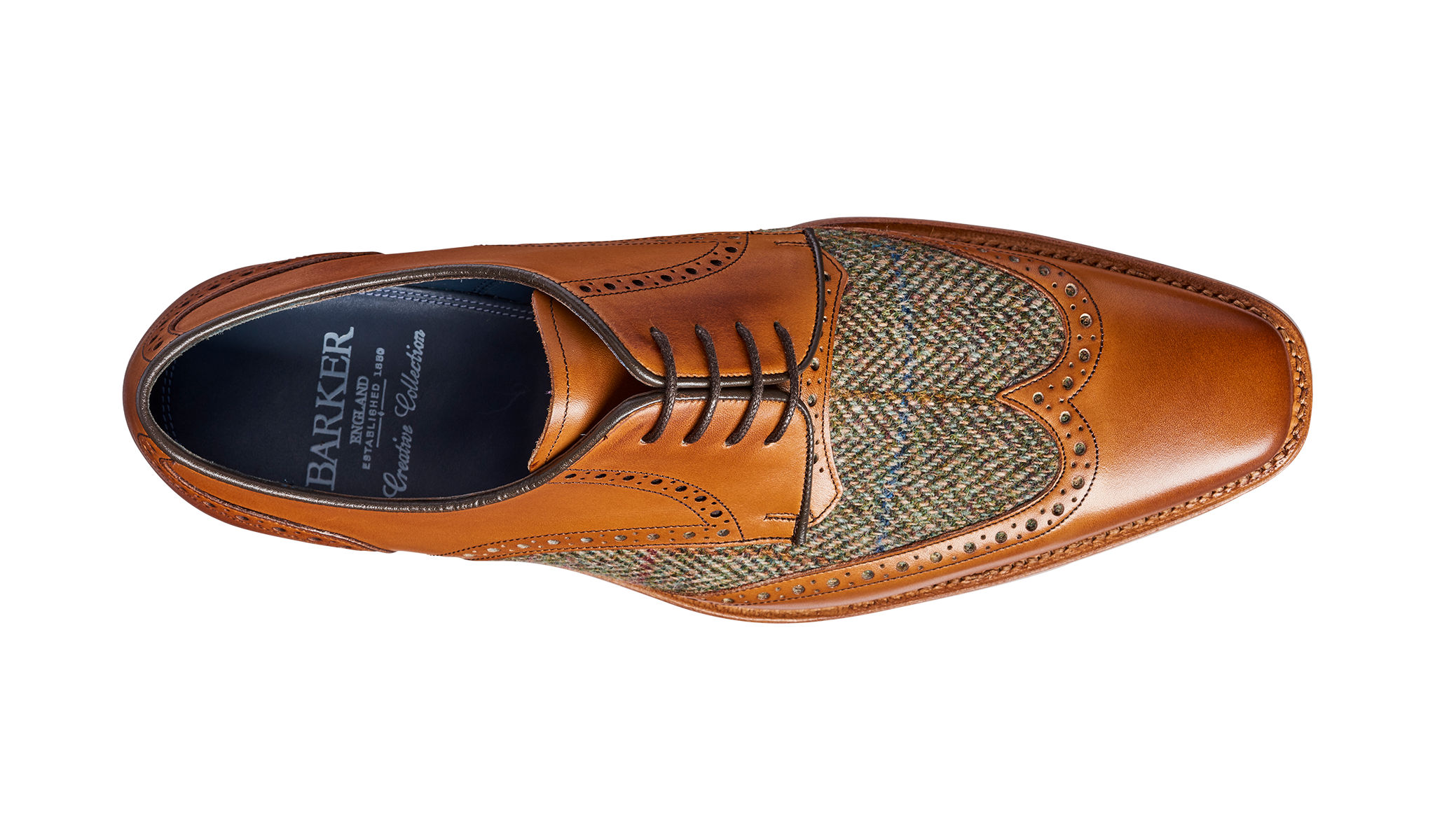 Barker Jackson two-tone Derby - Cedar Calf / Green Tweed