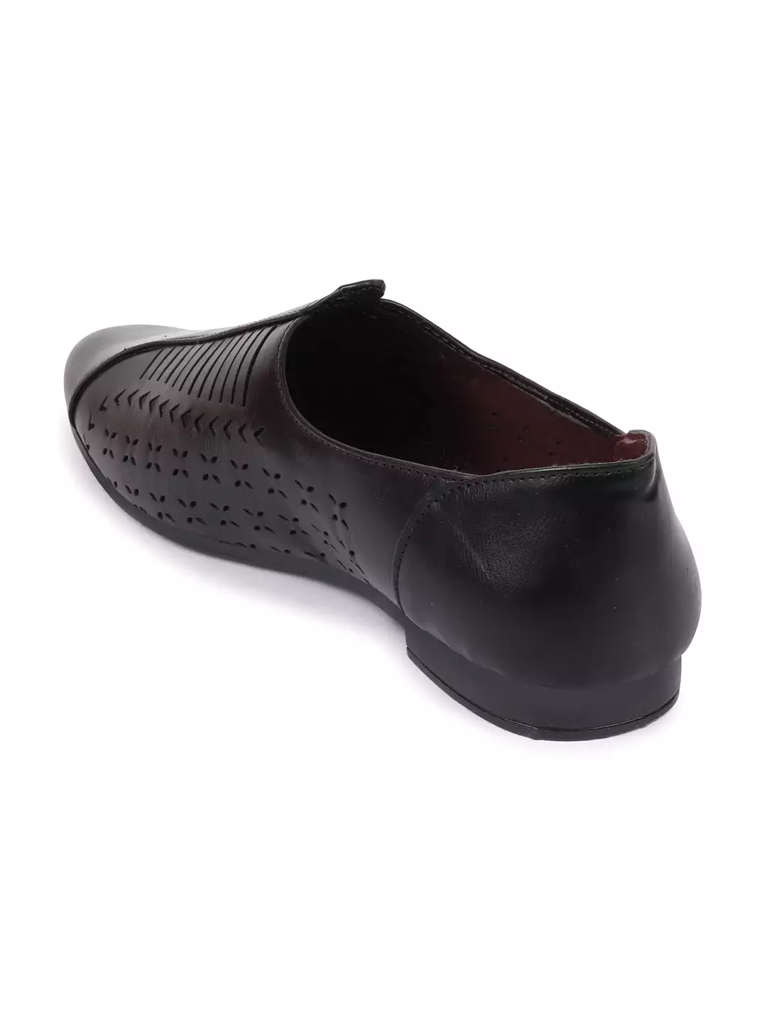 Basics Men Black Laser Cut Design Stitched Ethnic Juttis and Mojaris