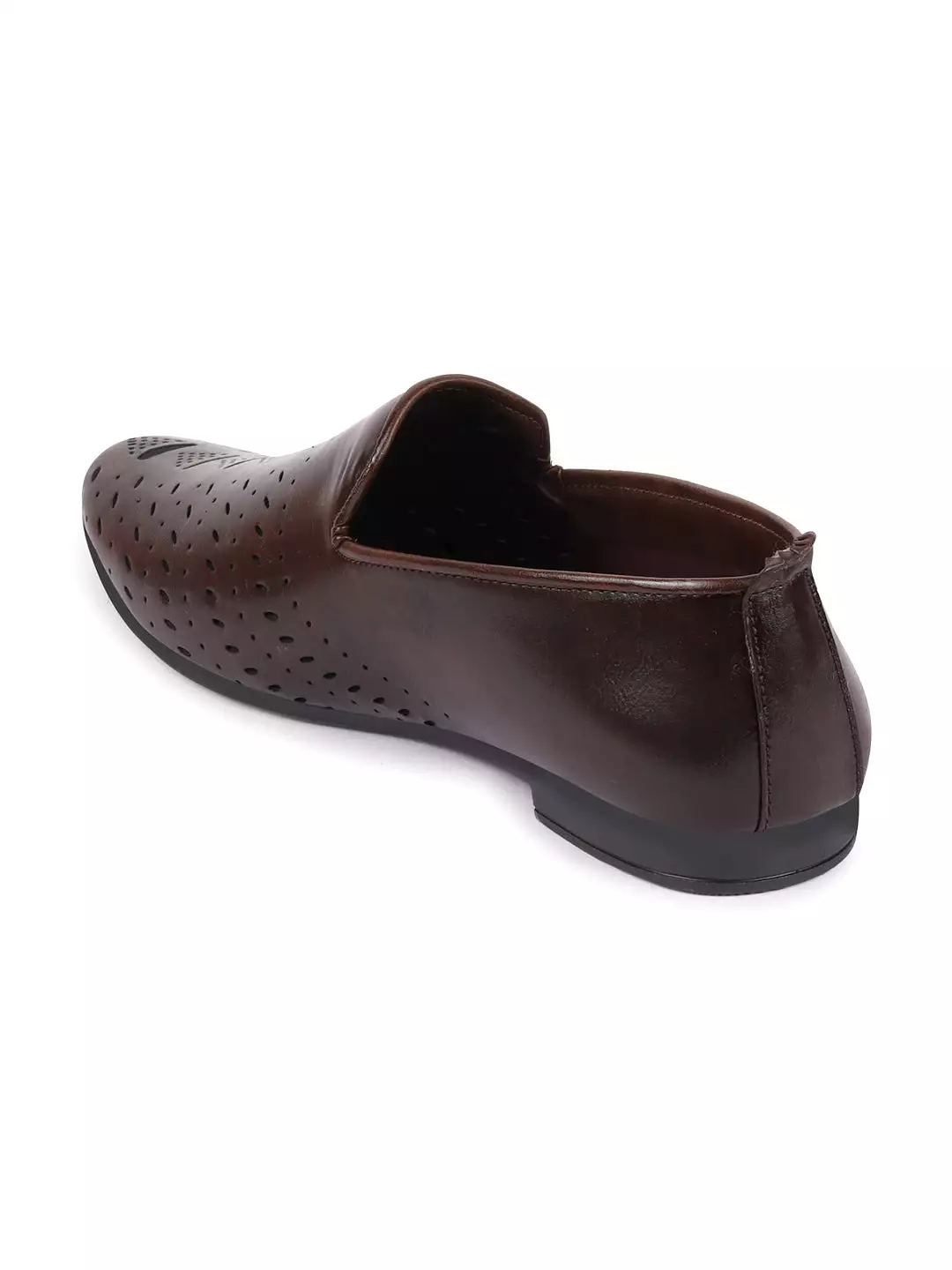 Basics Men Black Perforated Ethnic Prom Slip On Juttis and Mojaris