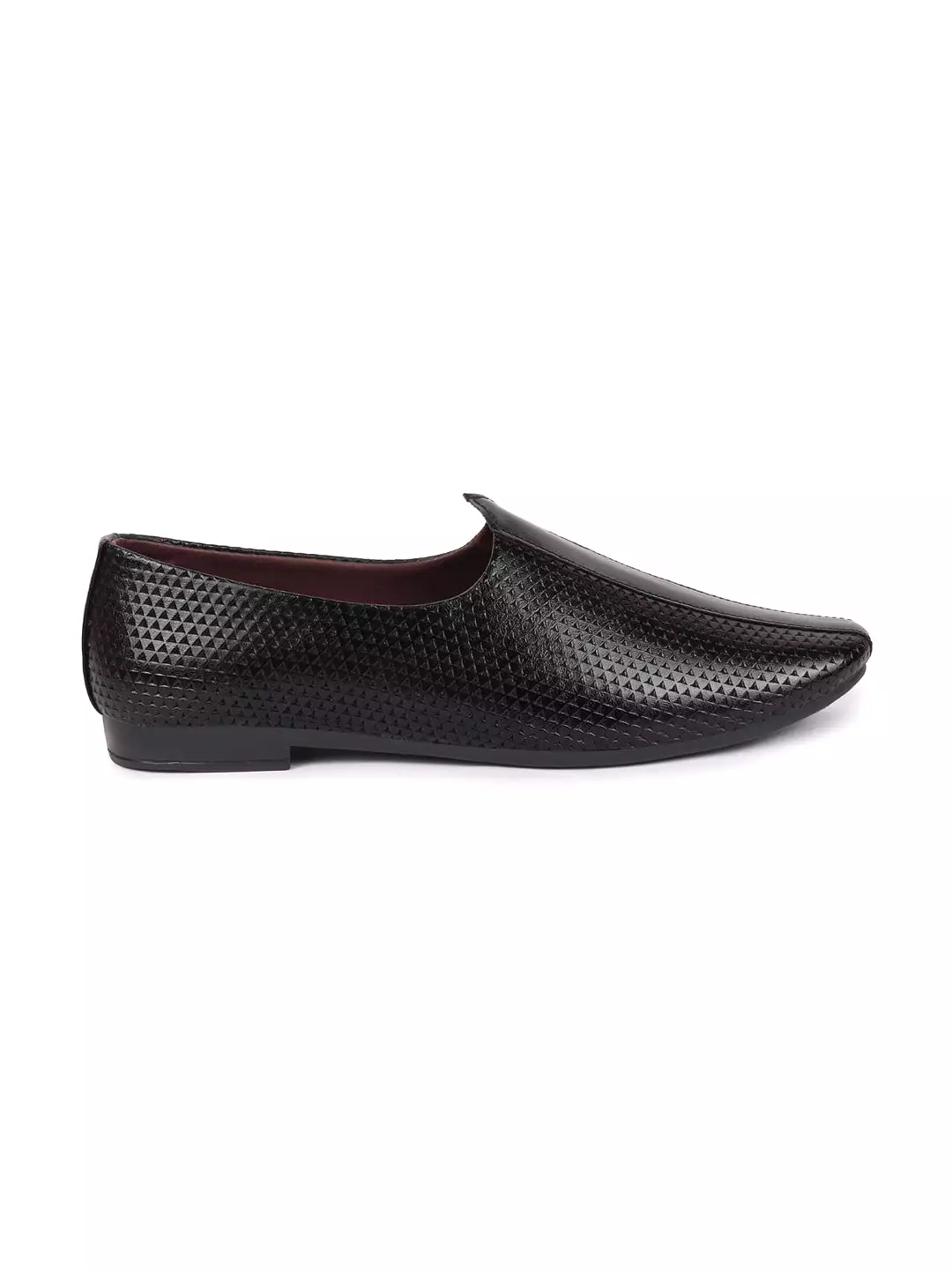 Basics Men Black Textured Design Ethnic Juttis and Mojaris