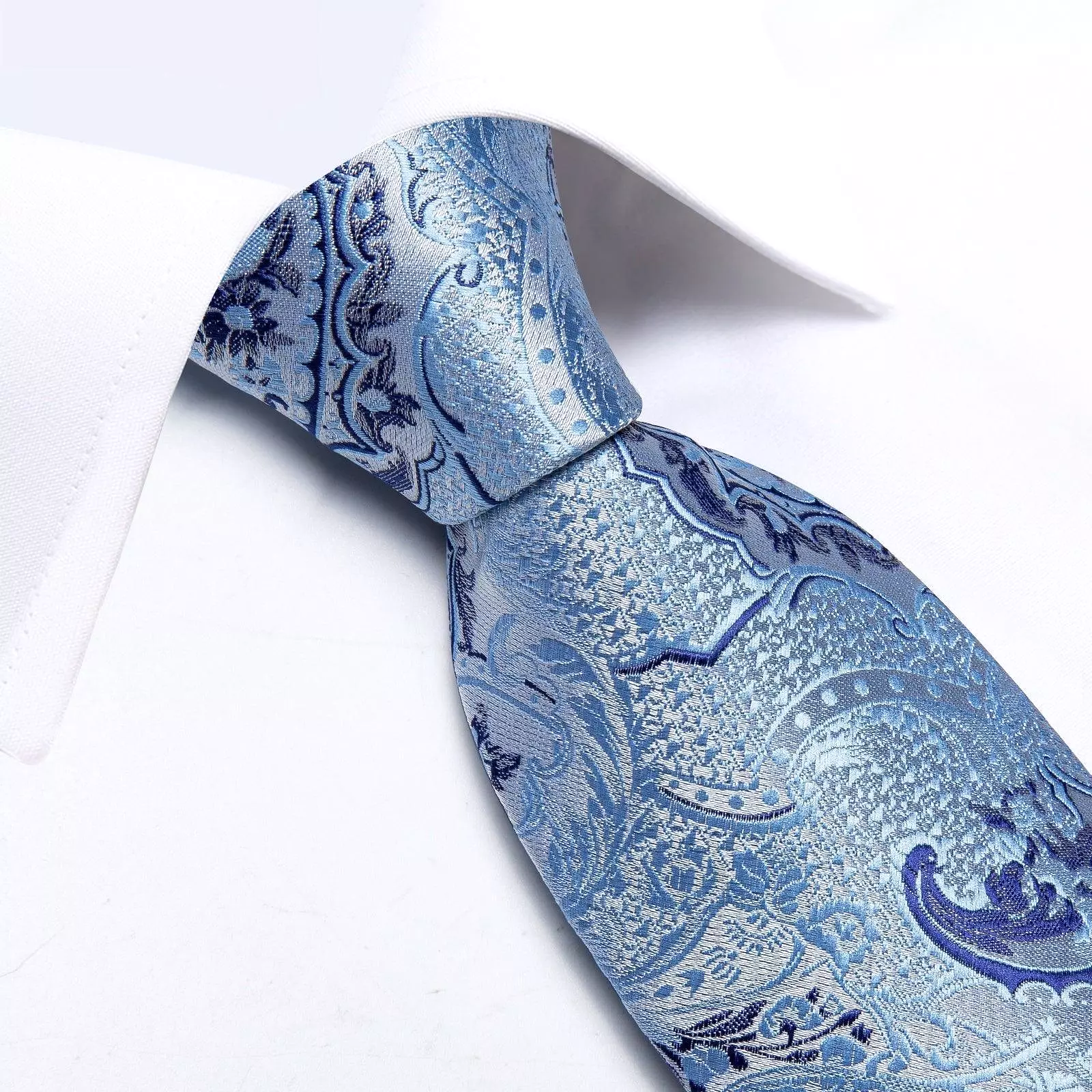 Blue Paisley Silk Necktie Set