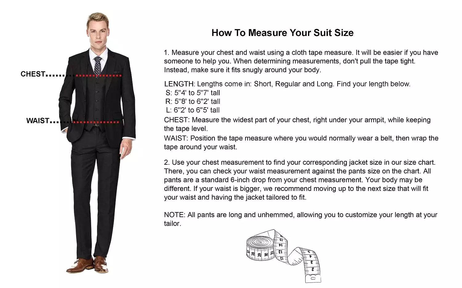 Braveman Men's 3-Piece Three Piece Slim Fit Formal Cut Suit Set