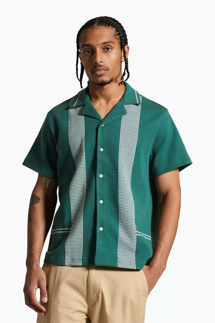 Bunker Jacquard S/S Camp Collar Woven Shirt - Trekking Green