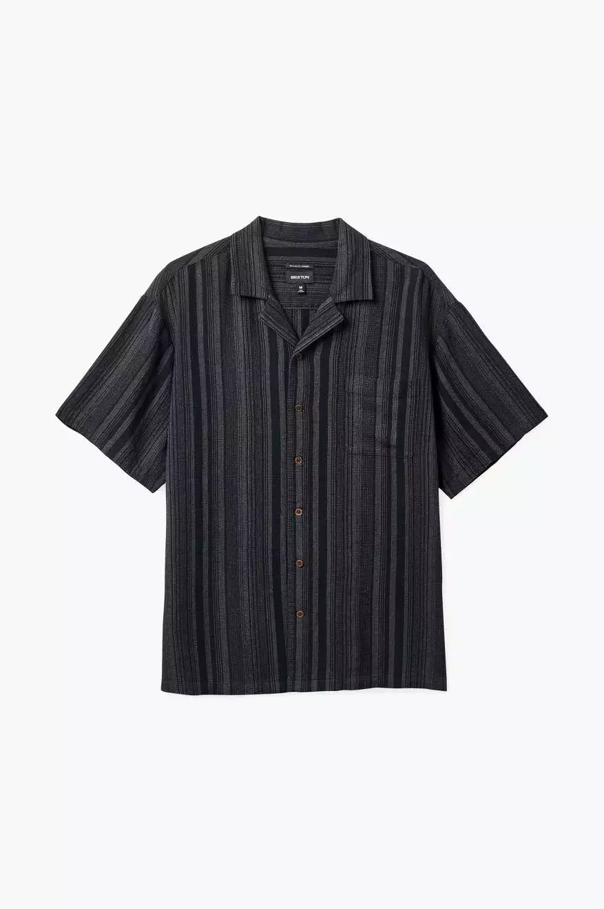 Bunker Seersucker S/S Camp Collar Woven Shirt - Black/Charcoal