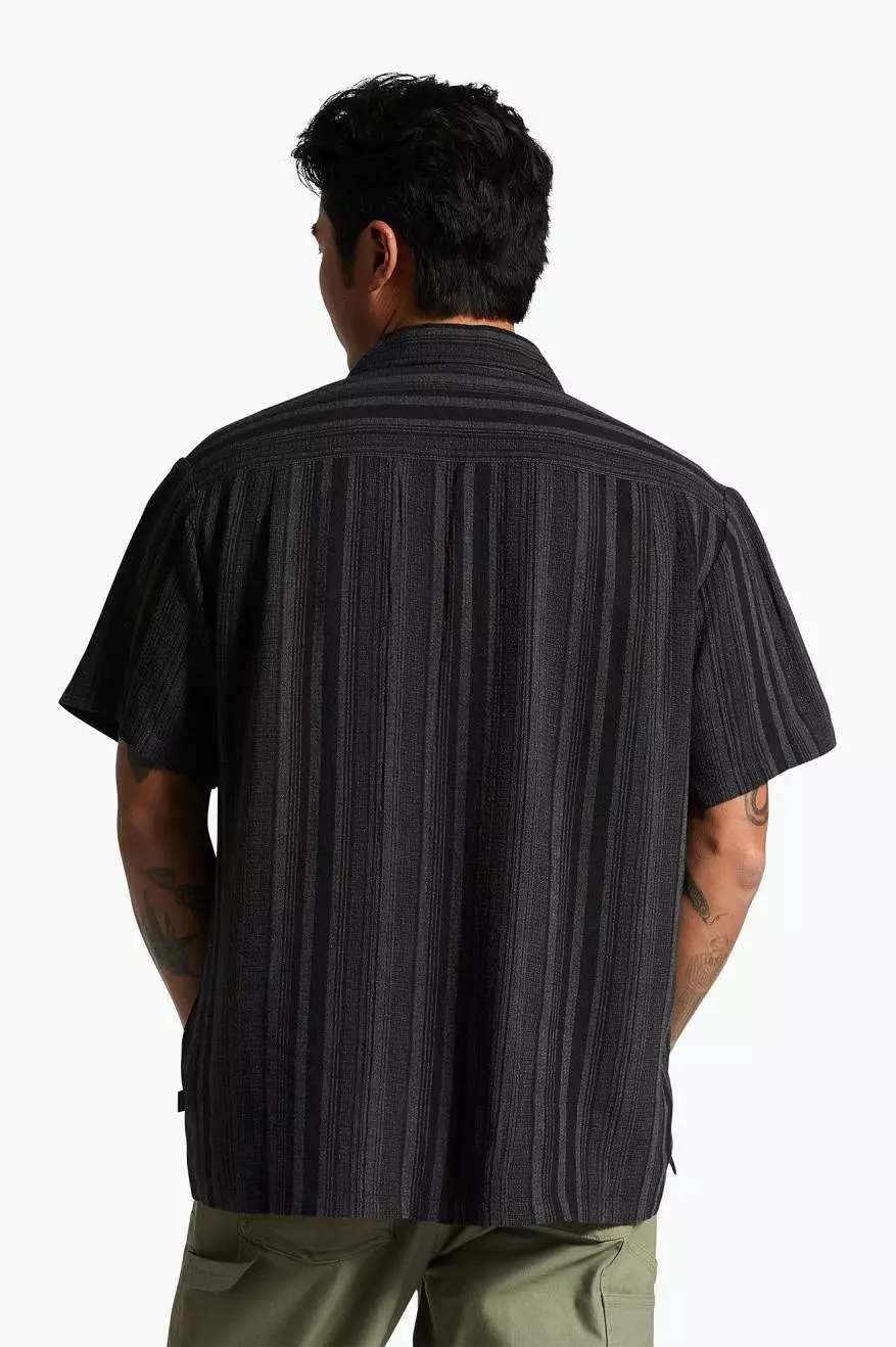 Bunker Seersucker S/S Camp Collar Woven Shirt - Black/Charcoal