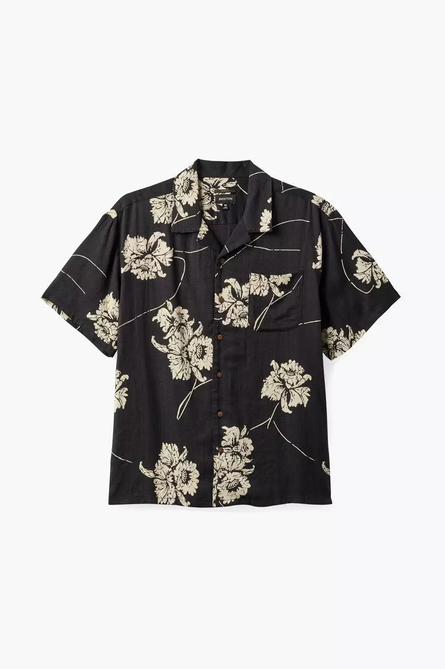 Bunker Slub S/S Woven Shirt - Washed Black/Off White