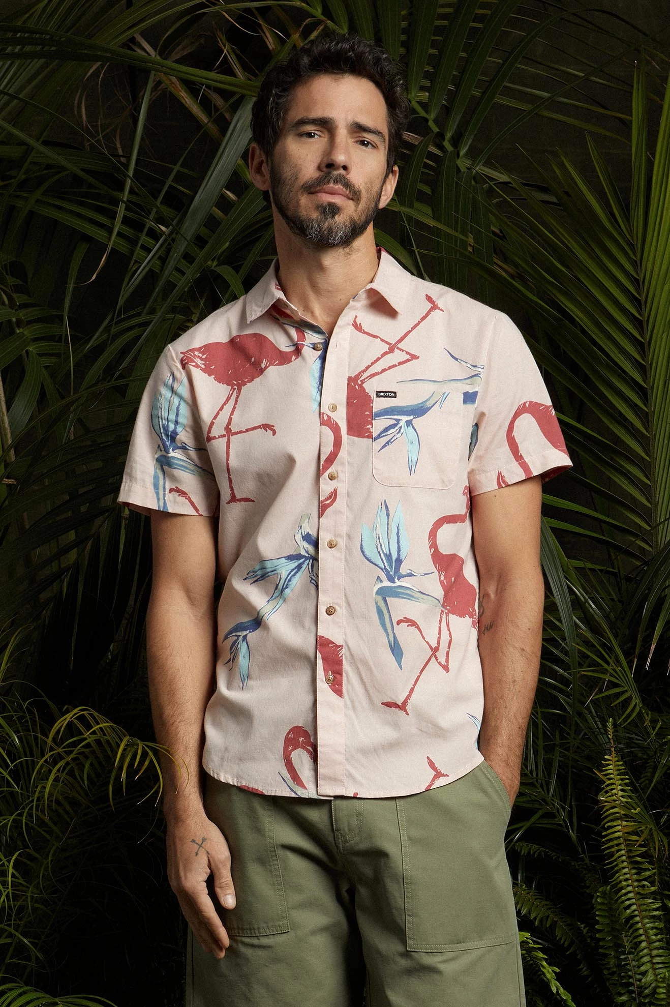 Charter Print S/S Woven Shirt - Coral Pink/Dusty Cedar/Canal Blue