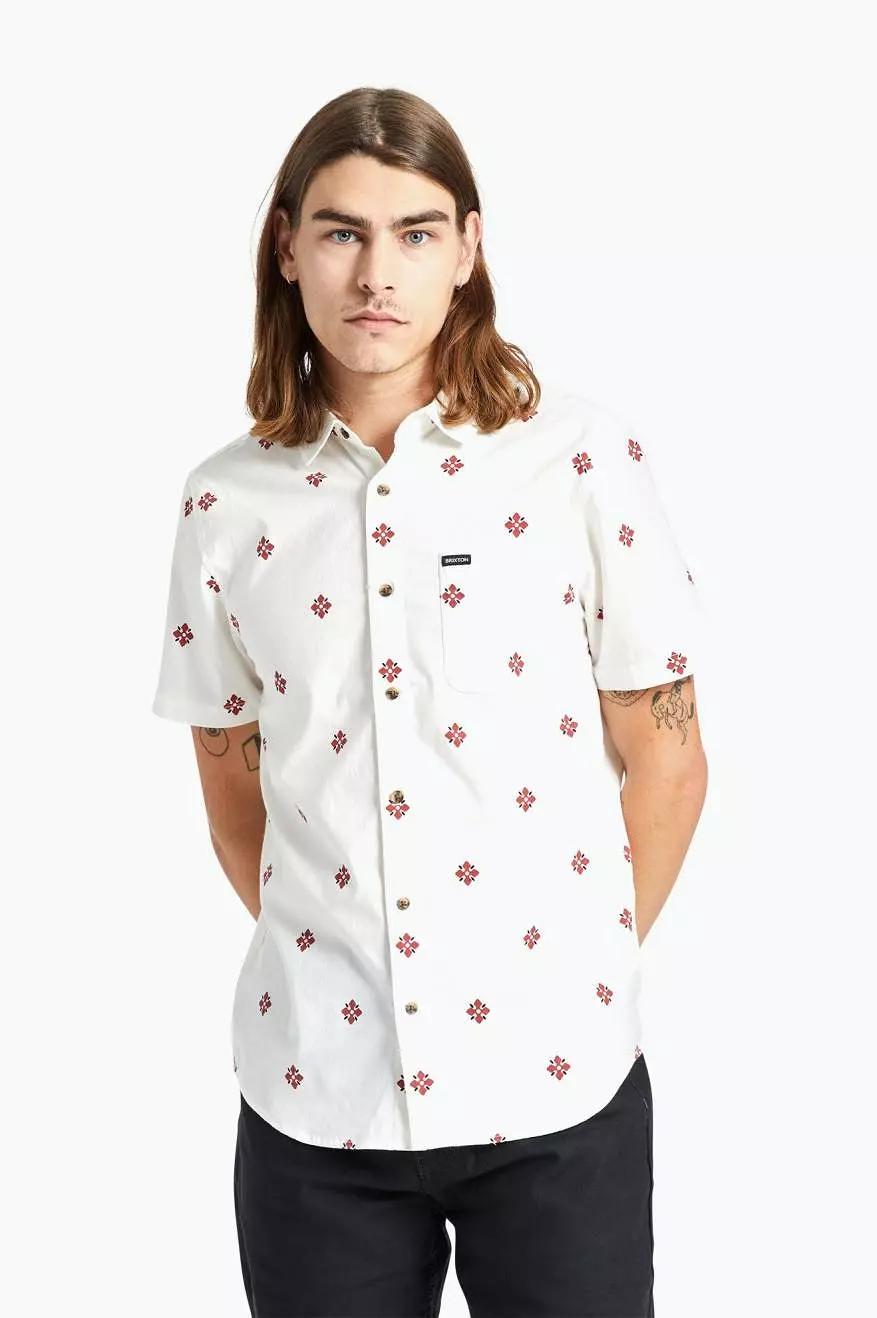 Charter Print S/S Woven Shirt - Off White Bandana Floral