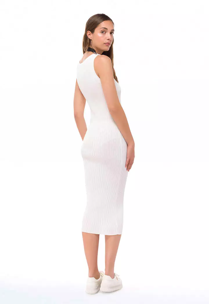 Classic Sleeveless Solid Ribbed Dress