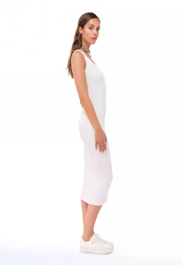 Classic Sleeveless Solid Ribbed Dress