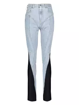 Colorblock Slim Stretch Denim Pencil Pants Women High Waist Casual Slim Jeans Trousers