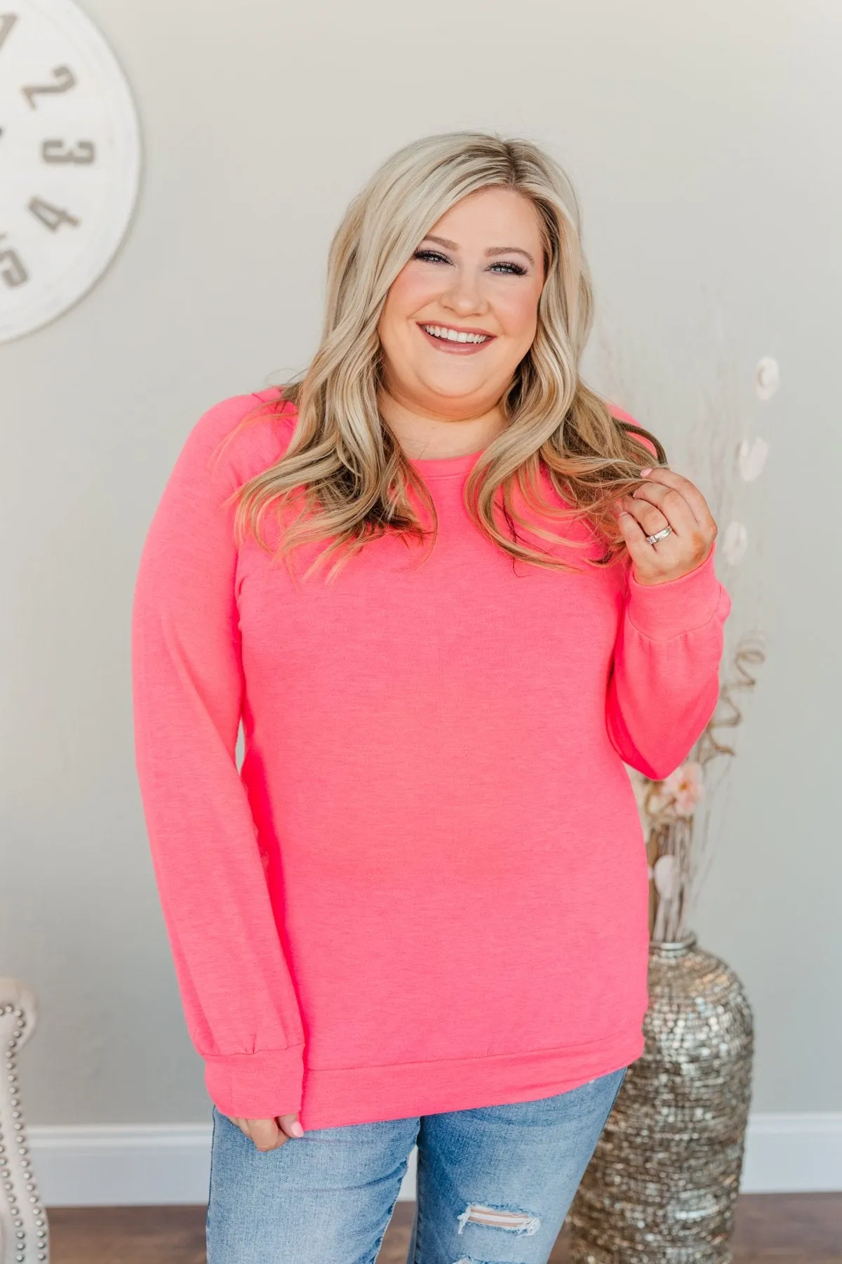 Come Along With Me Pullover Top- Neon Pink