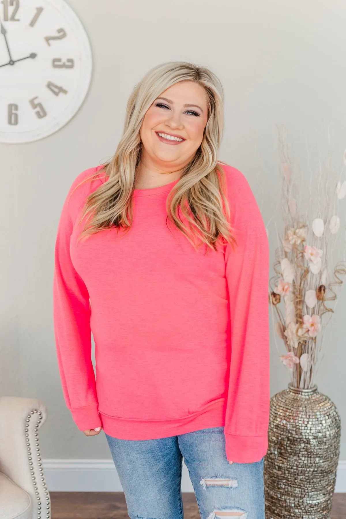 Come Along With Me Pullover Top- Neon Pink