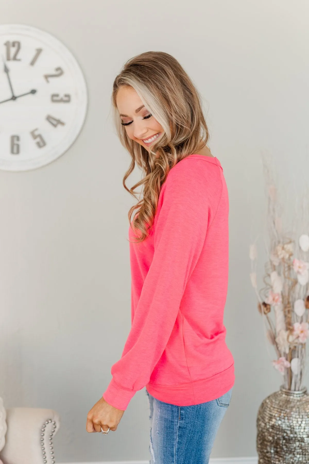 Come Along With Me Pullover Top- Neon Pink