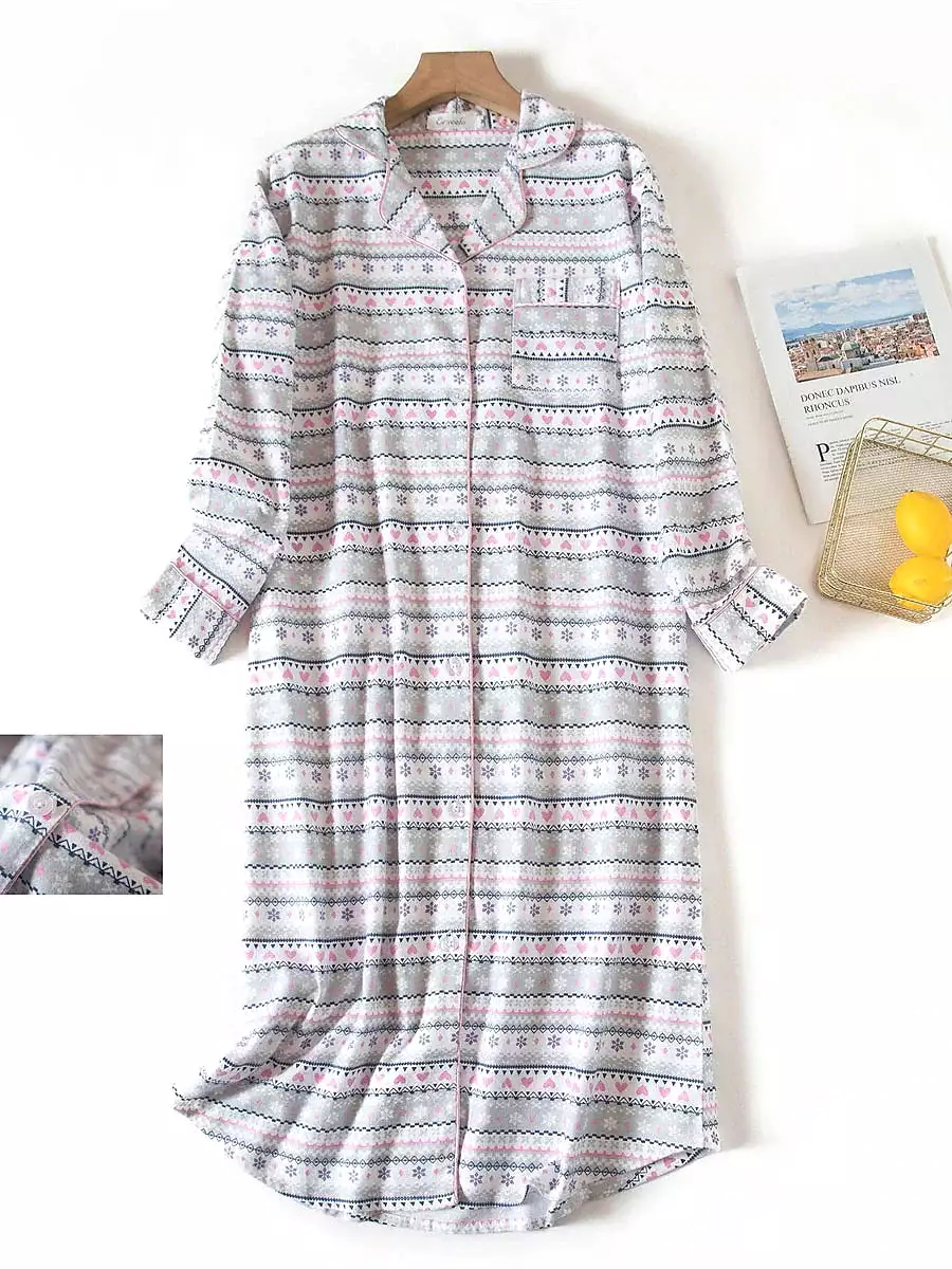 Comfortable Heart Grid/Plaid Nightgown Dress for Women