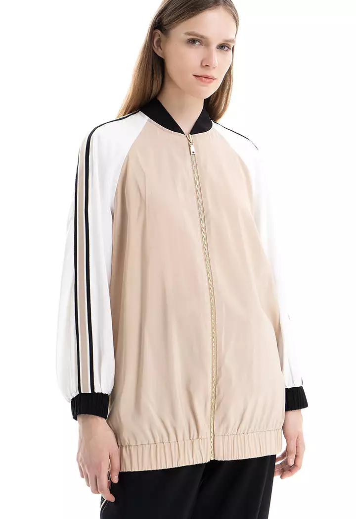 Contreast Jersey Zipped Jacket