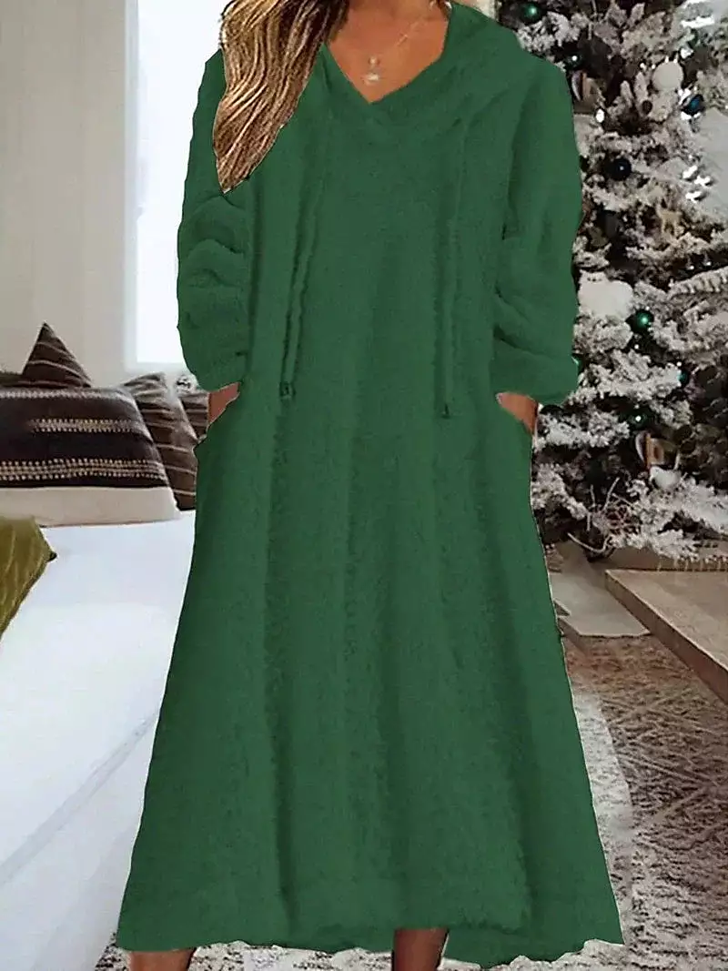 Cozy Coral Fleece Nightshirt Dress for Plus Size Women