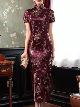 Elegant Animal Embroidered Sheath Midi Dress for Women - Perfect for Weddings and Summer Parties