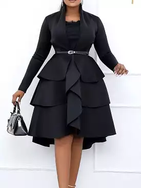 Elegant Black A-Line Work Dress for Plus Size Women