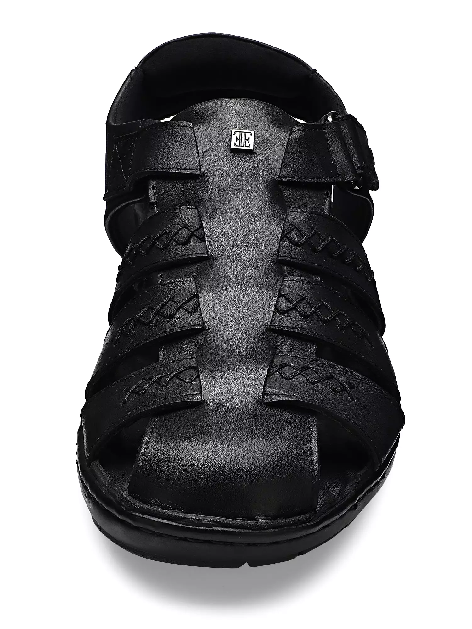 Ezok Men Black Leather Sandal 2302