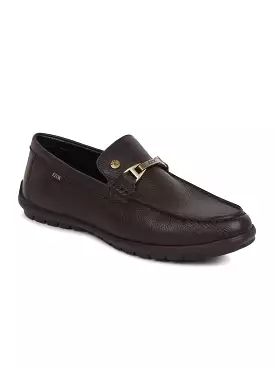 Ezok Men Leather Loafer Mocassins (Brown)