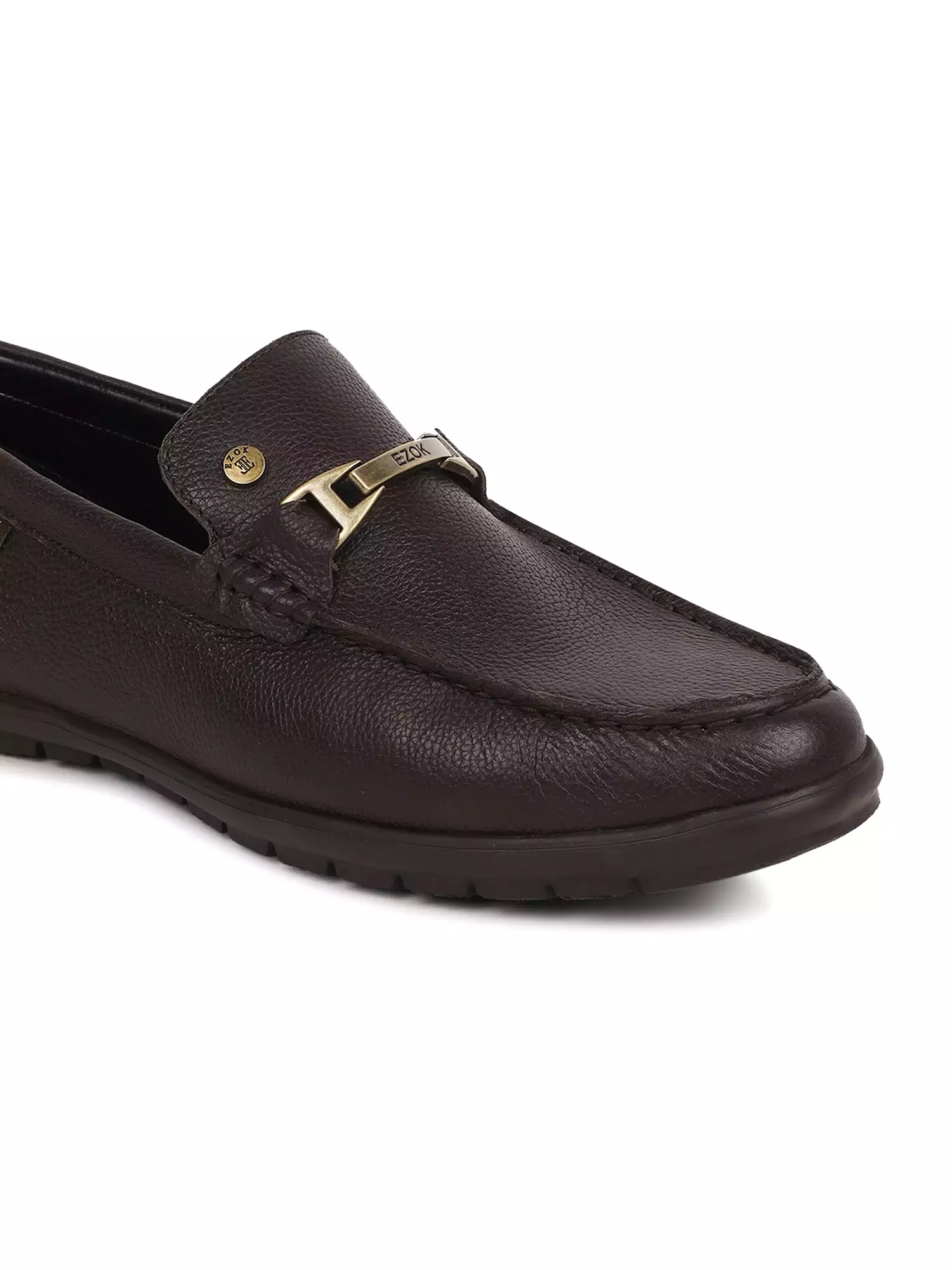 Ezok Men Leather Loafer Mocassins (Brown)