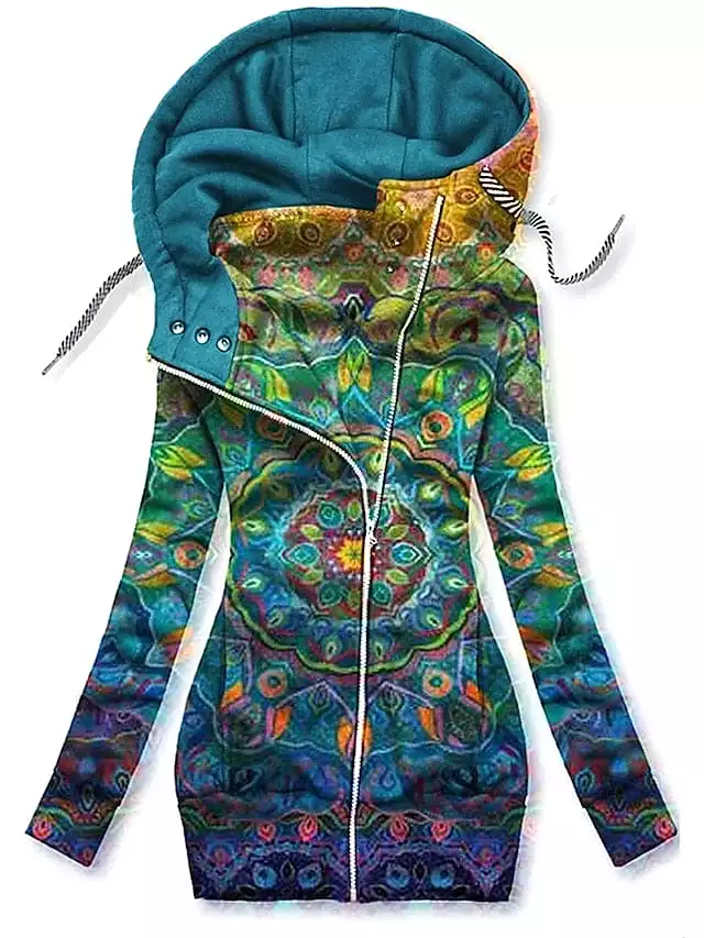 Floral Butterfly Zip Up Hoodie for Women