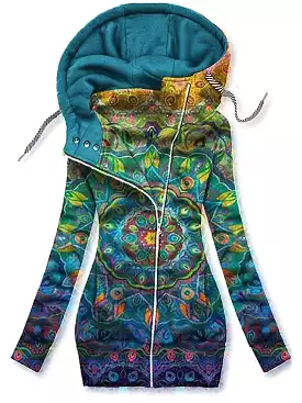 Floral Butterfly Zip Up Hoodie for Women