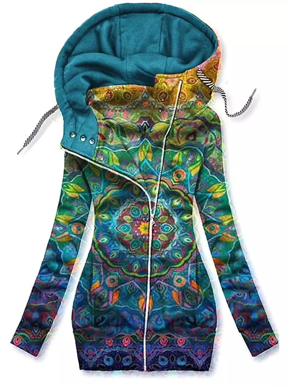 Floral Butterfly Zip Up Hoodie for Women