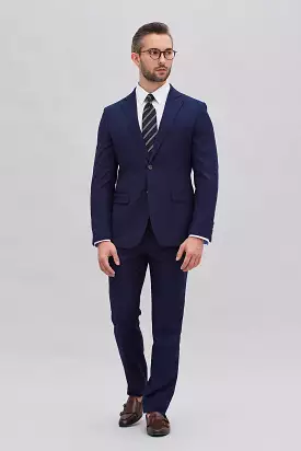 Fumiya Navy Textured Suit Jacket