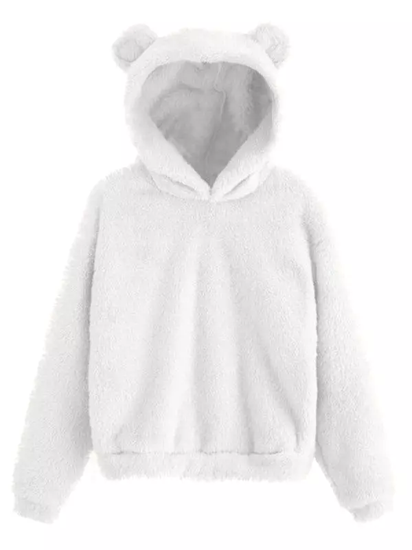 Fur Bunny Ear Women Hoodie