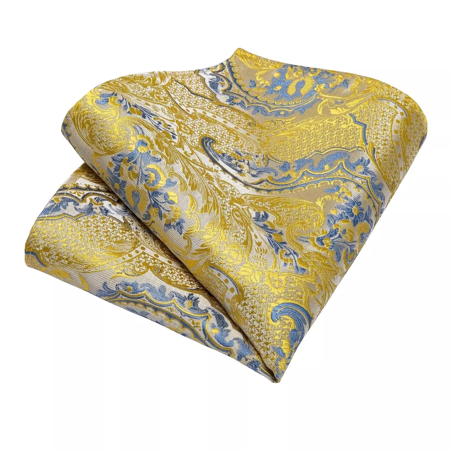 Gold Blue Paisley Necktie Set