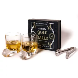 Golf Ball Whiskey Stones Gift Set for Men - Fathers Day Golf Gift