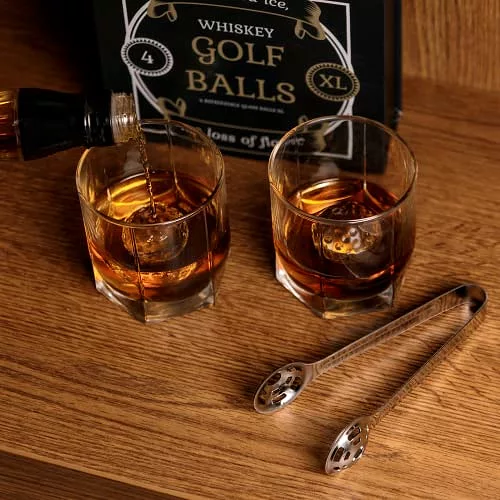 Golf Ball Whiskey Stones Gift Set for Men - Fathers Day Golf Gift