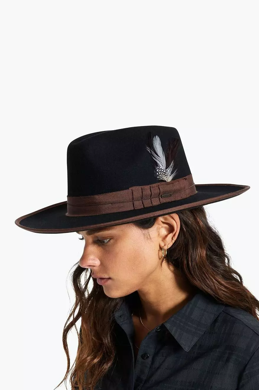 Hat Feather - Burnt Henna/Black