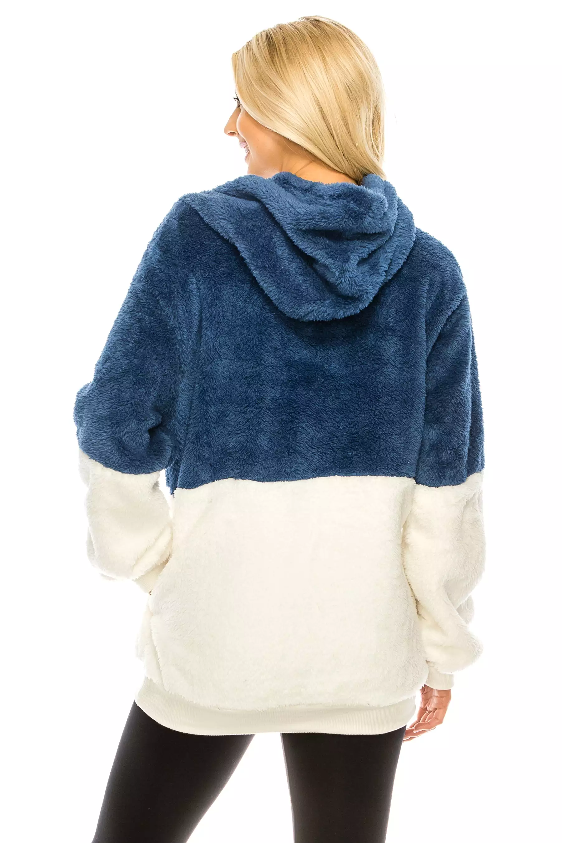 Haute Edition Women's Colorblock and Solid 1/4 Zip Sherpa Hoodie