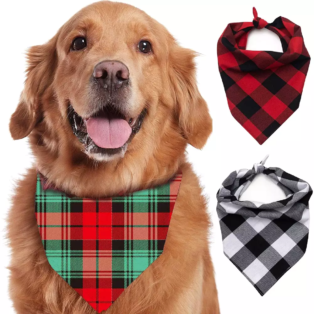 Haute Edition Women's Dog Mom Buffalo Plaid Sweatshirt with Dog Bandana 2-Piece Gift Set