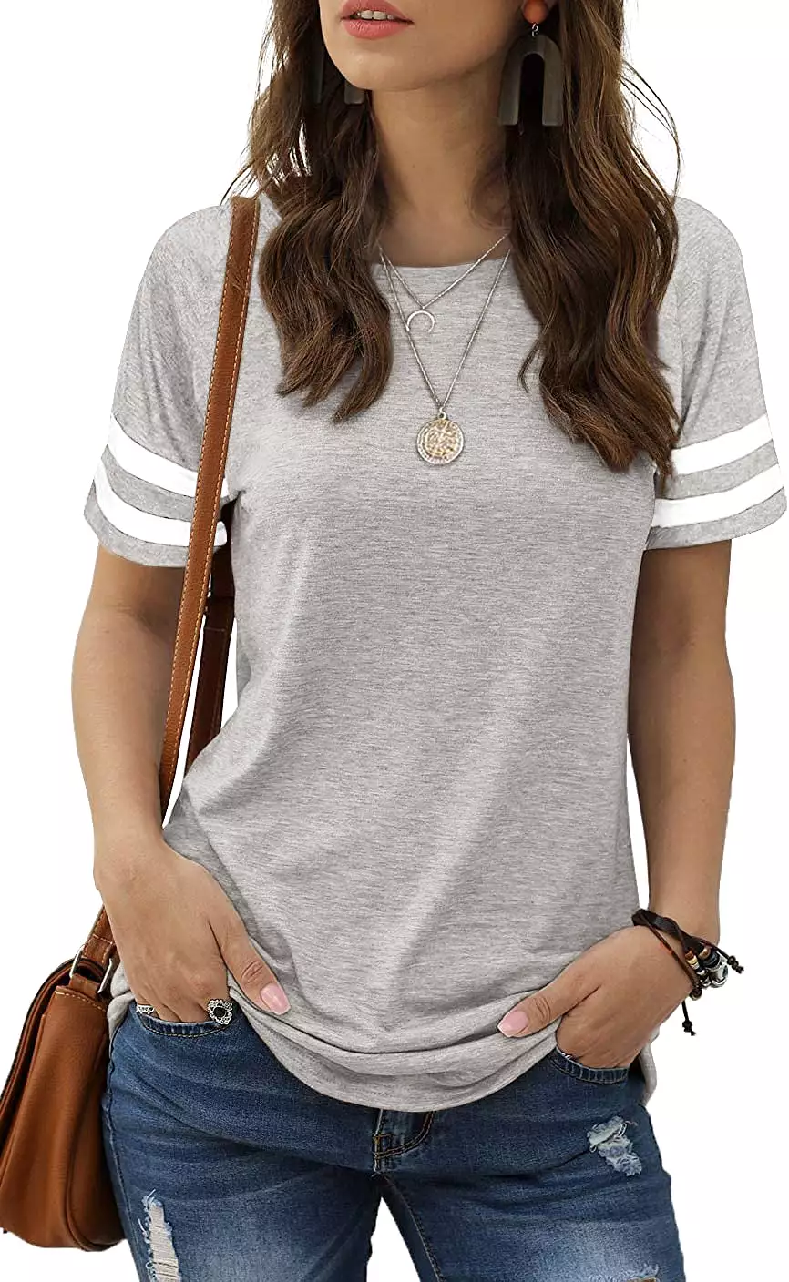 Haute Edition Women's Short Sleeve Varsity Stripe Casual Summer Top