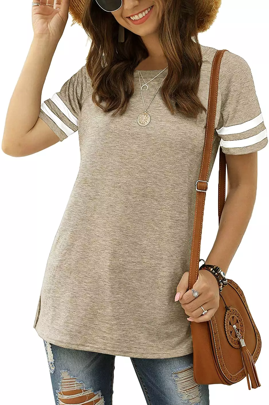 Haute Edition Women's Short Sleeve Varsity Stripe Casual Summer Top