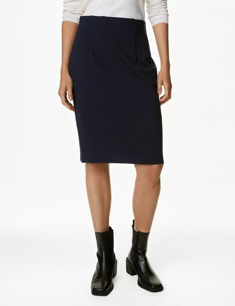 Jersey Knee Length Pencil Skirt