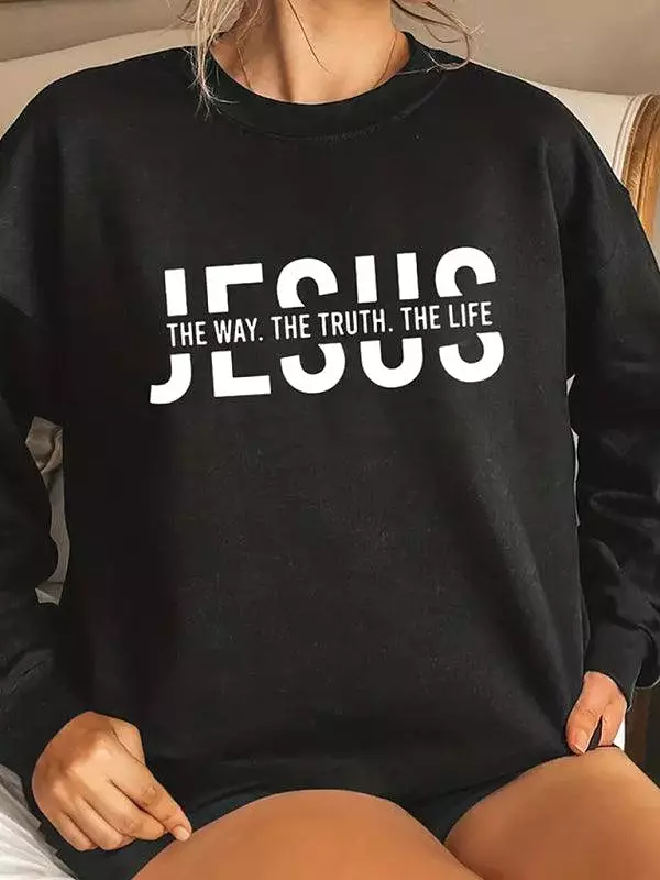 JESUS Print Women Sweatshirt