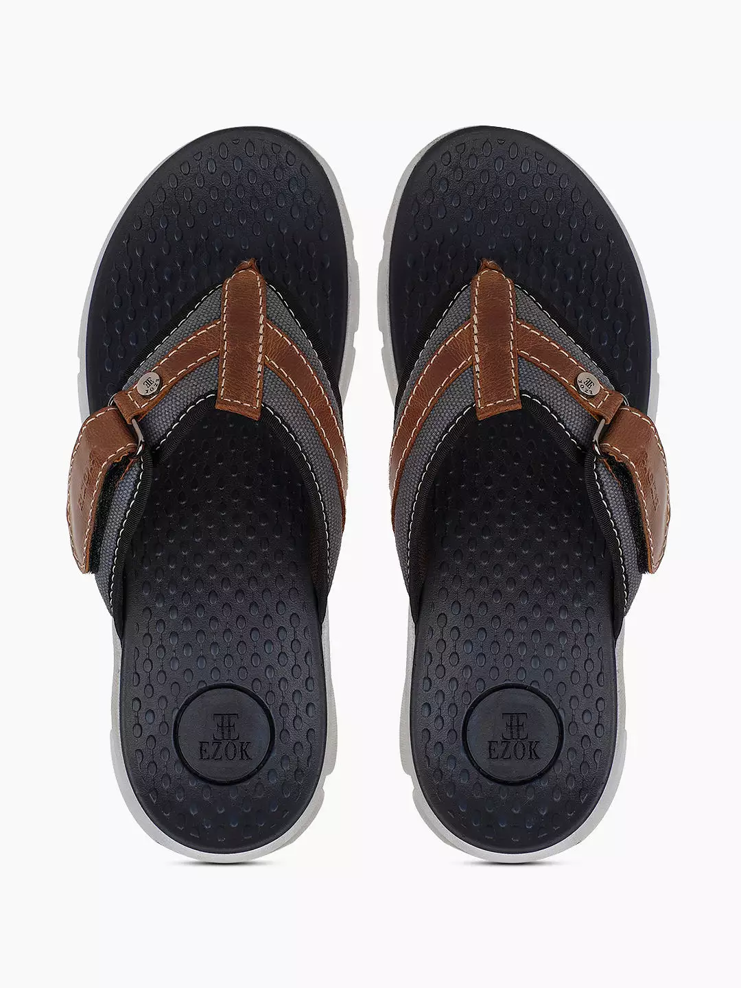 Leather flipflops for men (brown)