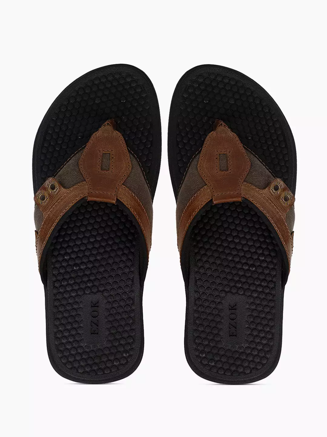 Leather flipflops for men (Brown)