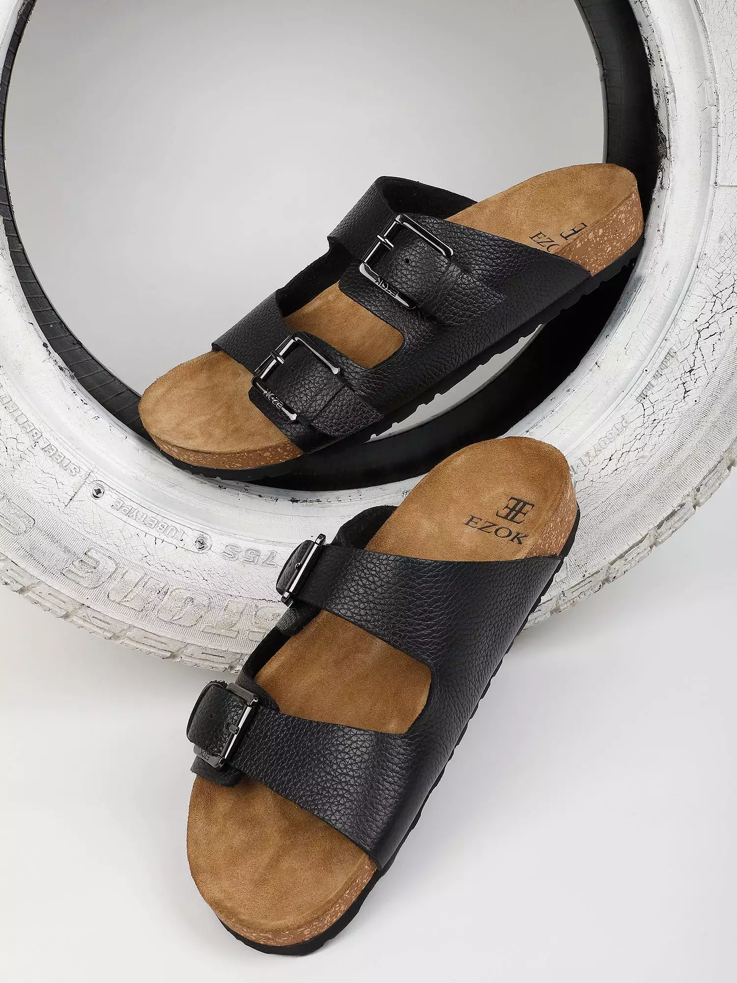 Leather sandal for men (black)