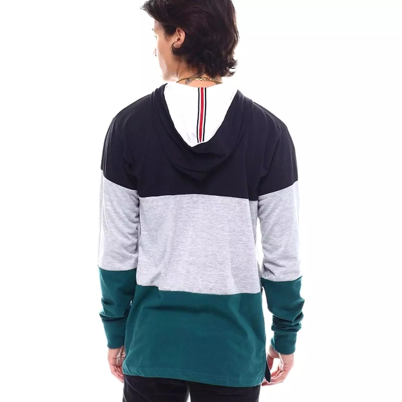 Long sleeve tri color hoodie top