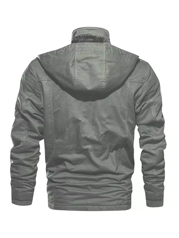 Loose Stand Collar Hooded Men Winter Jacket